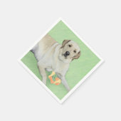 イエローラブラドールレトリバー&テニスボール絵画ズ スタンダードカクテルナプキン (角)