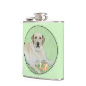 イエローラブラドールレトリバー&テニスボール絵画ズ フラスク (左)