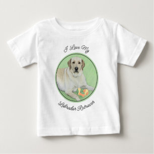 イエローラブラドールレトリバー&テニスボール絵画ズ ベビーTシャツ