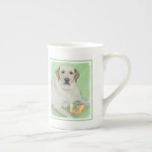 イエローラブラドールレトリバー&テニスボール絵画ズ ボーンチャイナマグカップ (右)