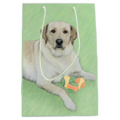 イエローラブラドールレトリバー&テニスボール絵画ズ ミディアムペーパーバッグ (正面)