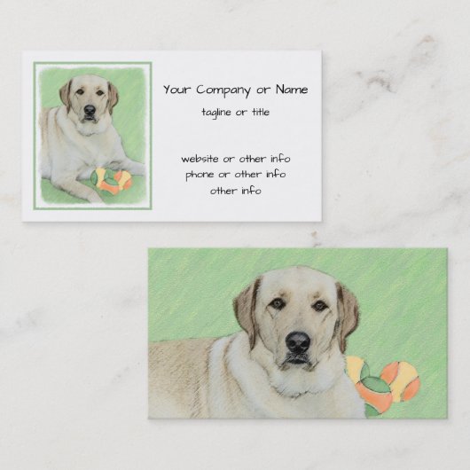 イエローラブラドールレトリバー&テニスボール絵画ズ 名刺 (正面/裏面)