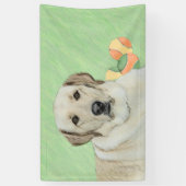 イエローラブラドールレトリバー&テニスボール絵画ズ 横断幕 (縦)