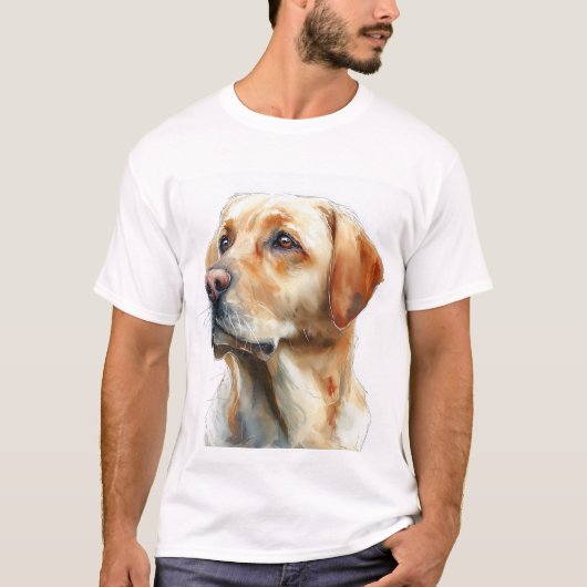イエローラブラドールレトリーバーの水彩画 Tシャツ (正面)