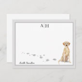 イエローラブラドールレトリーバーグレーモ縁どノグラム ノートカード (正面/裏面)