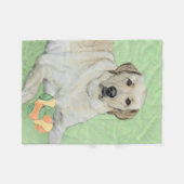 イエローラブラドールレトリーバ&テニスボ絵画ールズ フリースブランケット (正面(横))