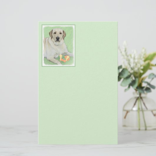 イエローラブラドールレトリーバ&テニスボ絵画ールズ 便箋 (スタンド正面)