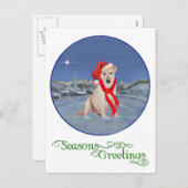 イエローラブラドールレトリーブクリスマス シーズンポストカード (正面/裏面)