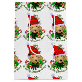 イエローラブラドールレトリーブクリスマス ミディアムペーパーバッグ (裏面)