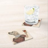 イエローラブラドールワインスヌブ スクエアペーパーコースター (インサイチュ)