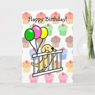 イエローラブラドール子犬マンガ誕生日カード カード