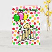 イエローラブラドール子犬マンガ誕生日カード カード (黄色い花)