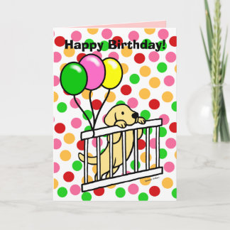イエローラブラドール子犬マンガ誕生日カード カード