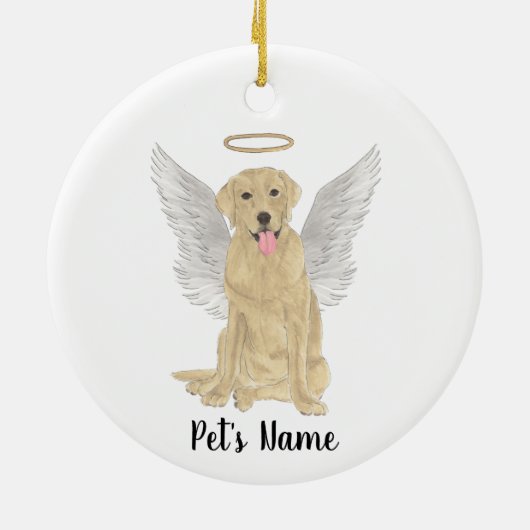 イエローラブラドール悔やみや弔慰メモリアル セラミックオーナメント (裏面)