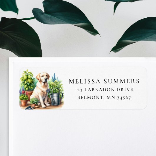 イエローラブラドール春ガーデン差出人住所ラベル ラベル