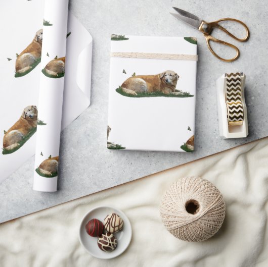 イエローラブラドール混成犬包み紙 ラッピングペーパー (クラフト)