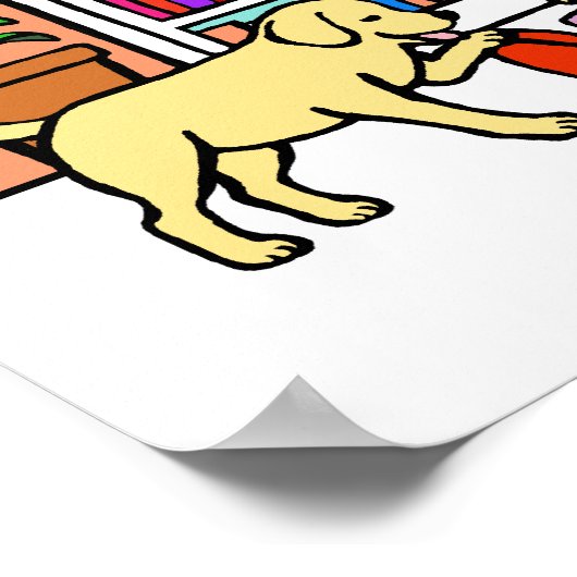 イエローラブラドール読ママの漫画 ポスター (角)