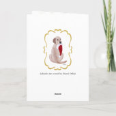 イエローラブラドール&サンタハットスノーフレーククリスマス シーズンカード (裏面)