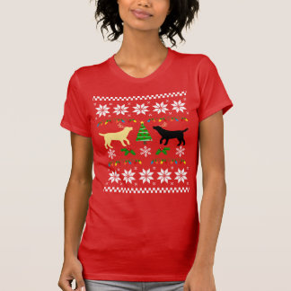 イエローラブラドール&ブラックラブラドールブリークリスマス Tシャツ