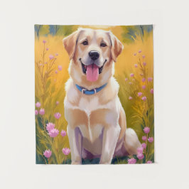 イエローラブ・ラブラドール・レトリバー・犬のペット絵画 タペストリー