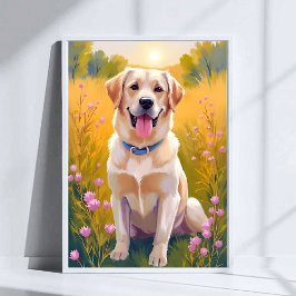 イエローラブ・ラブラドール・レトリバー・犬・ペットの絵画 ポスター