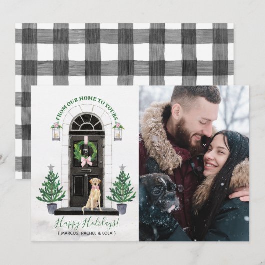 イエローラブ ラブラドール・レトリーバー ホリデー フォト カード (正面/裏面)