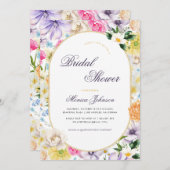 イエローラベンダーサマーガーデン開花ブライダルシャワー 招待状 (正面/裏面)