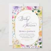 イエローラベンダーサマーガーデン開花ベビーシャワー 招待状 (正面)