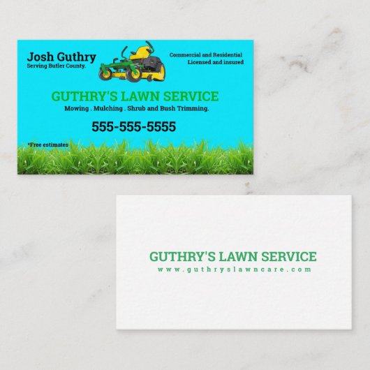 イエローランドケアゼロターンモーワービジネスカード 名刺 (正面/裏面)