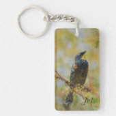 イエローランプ絵を描ドウグイス名 キーホルダー (正面)