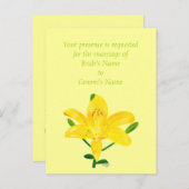 イエローリかわいらしー結婚式招待状はがき インビテーションポストカード (正面/裏面)