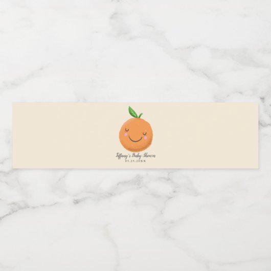 イエローリトルかわいこちゃんテーマオレンジ赤ちゃんシャワー ペットボトルラベル (シングルラベル)