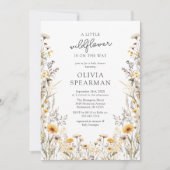 イエローリトルワイルドフラワーベビーシャワー 招待状 (正面)