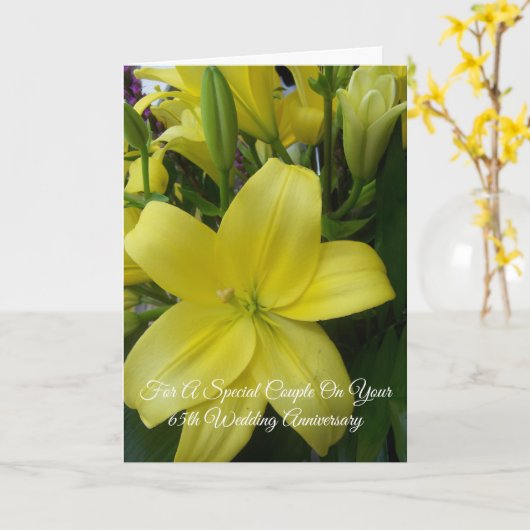イエローリパーソナライズされたー65結婚周年 カード (黄色い花)