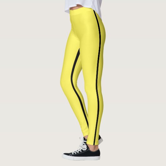 イエローリベンジ黒ストライプハロウィーンの衣装 レギンス (左)