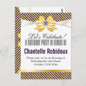 イエローリボンとダマスクパターンのバリエーション ポストカード (正面/裏面)