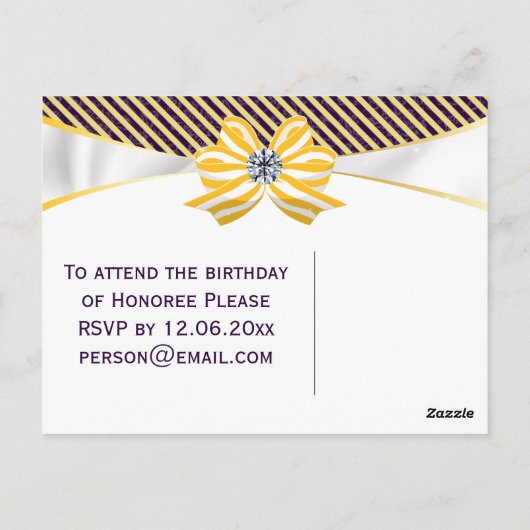 イエローリボンとダマスクパターンのバリエーション ポストカード (裏面)