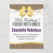 イエローリボンとダマスクパターンのバリエーション ポストカード (正面)