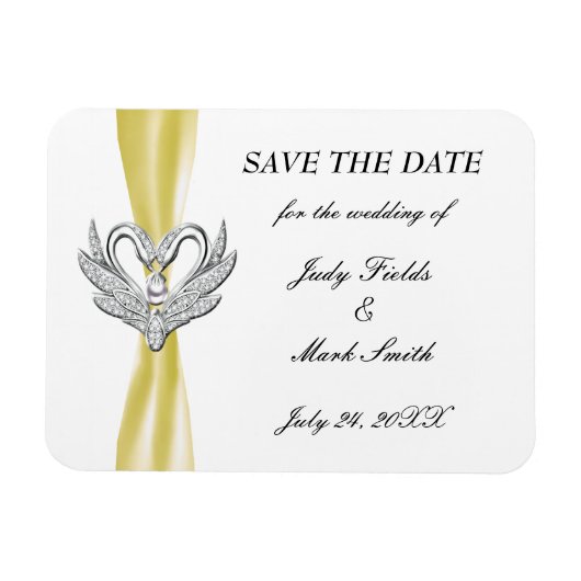 イエローリボンシルバースワンズ日付磁石を保存 マグネット (横)