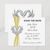 イエローリボンシルバースワン Save The Date カード (正面/裏面)