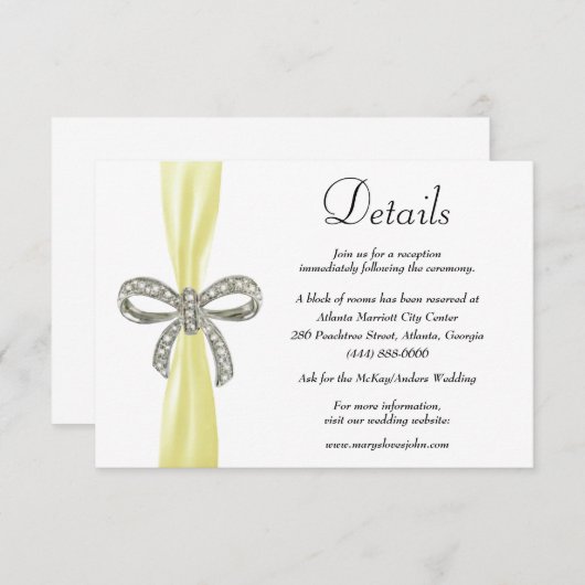 イエローリボンダイヤモンドボウ結婚ズ詳細 エンクロージャーカード (正面/裏面)