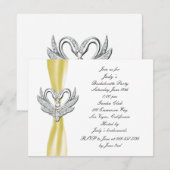 イエローリボン シルバースワンズ ブライズメイドパーティ 招待状 (正面/裏面)