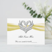 イエローリボン シルバースワン テーブルプレイスカード 招待状 (スタンド正面)