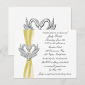 イエローリボン シルバースワン ブライダルシャワー 招待状 (正面/裏面)