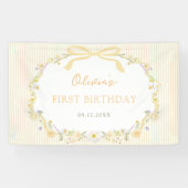 イエローリボン フローラル ストライプ 誕生日 横断幕 (横)