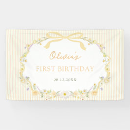 イエローリボン フローラル ストライプ 誕生日 横断幕