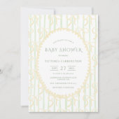 イエローリボン&ヴィンテージストライプベビーシャワー 招待状 (正面)