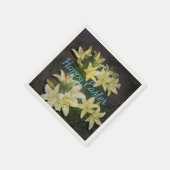 イエローリリークラスタダークバックグラウンドハッピーイースター スタンダードカクテルナプキン (角)