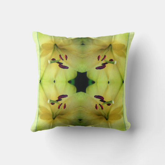 イエローリリーフラワーアップクローズド抽象芸術 クッション (裏面)