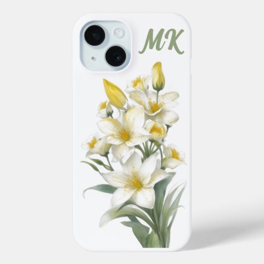 イエローリリーフラワーズモノグラムフォンケース Case-Mate iPhoneケース (裏面)